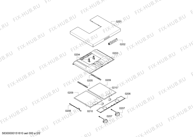 Взрыв-схема вытяжки Siemens LC68BC540 - Схема узла 02
