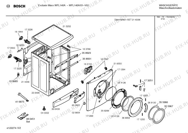 Схема №1 WFL140A Exclusiv Maxx WFL 140 A с изображением Инструкция по установке и эксплуатации для стиральной машины Bosch 00583952