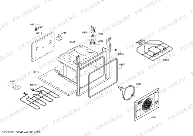 Взрыв-схема плиты (духовки) Bosch HCE748353U - Схема узла 03