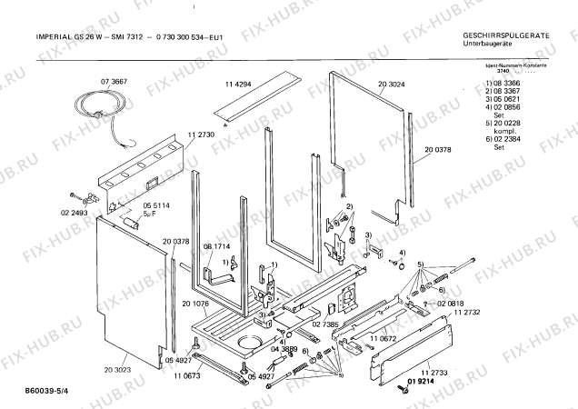 Схема №2 0730300548 GS26/1W с изображением Панель для посудомоечной машины Bosch 00116910