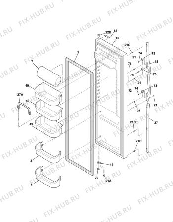 Взрыв-схема холодильника Electrolux S7380KG0 - Схема узла Door 003