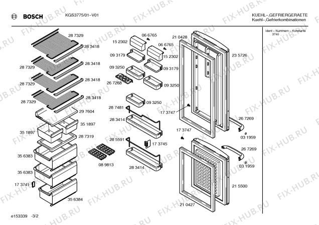 Взрыв-схема холодильника Bosch KGS3775 - Схема узла 02