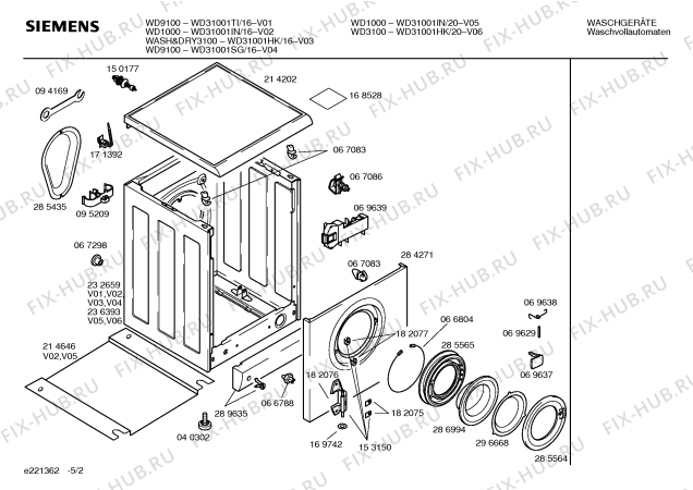 Схема №4 WD31001IN WD1000 с изображением Инструкция по эксплуатации для стиральной машины Siemens 00521905