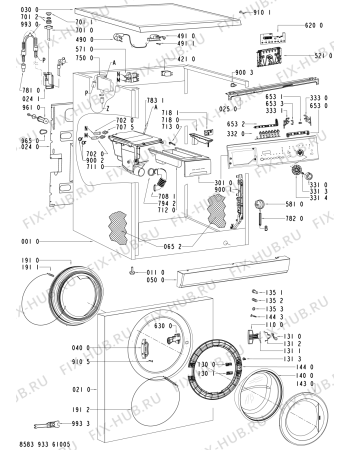 Схема №1 WAK 7714 EX      B с изображением Декоративная панель для стиралки Whirlpool 480111100522
