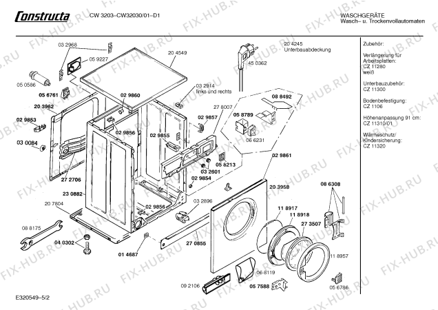 Взрыв-схема стиральной машины Constructa CW32030 CW3203 - Схема узла 02