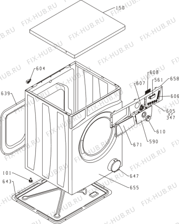 Схема №1 WA62111 (161080, PS23/110) с изображением Обшивка для стиралки Gorenje 111308