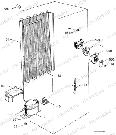 Взрыв-схема холодильника Rex Electrolux RC180D - Схема узла Cooling system 017
