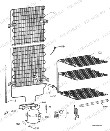 Взрыв-схема холодильника Zanussi ZRB634W2 - Схема узла Cooling system 017