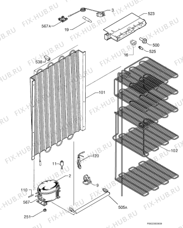 Взрыв-схема холодильника Electrolux EUC7330 - Схема узла Cooling system 017