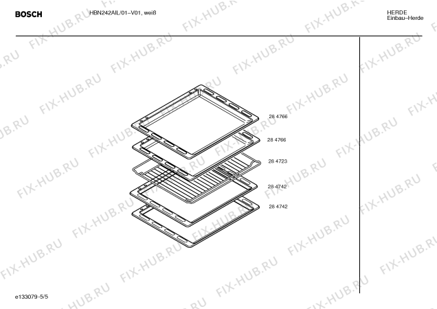 Взрыв-схема плиты (духовки) Bosch HBN242AIL - Схема узла 05