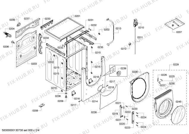 Схема №1 WFMC530YUC Nexxt 500 plus Series с изображением Дверь для стиральной машины Bosch 00248034