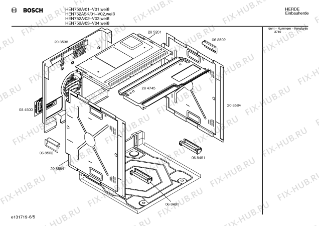 Схема №3 HEN752A с изображением Панель для электропечи Bosch 00285205