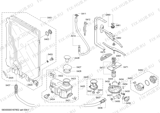 Схема №4 SMV53M30GB tp3 с изображением Передняя панель для посудомойки Bosch 11008933
