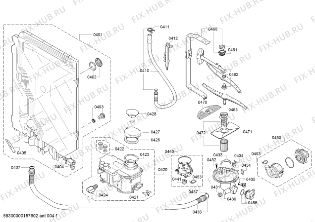 Взрыв-схема посудомоечной машины Bosch SMV51E50EU SilencePlus - tp3 - Схема узла 04