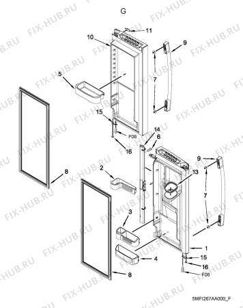 Взрыв-схема холодильника Whirlpool 5MFI267AA (F090627) - Схема узла