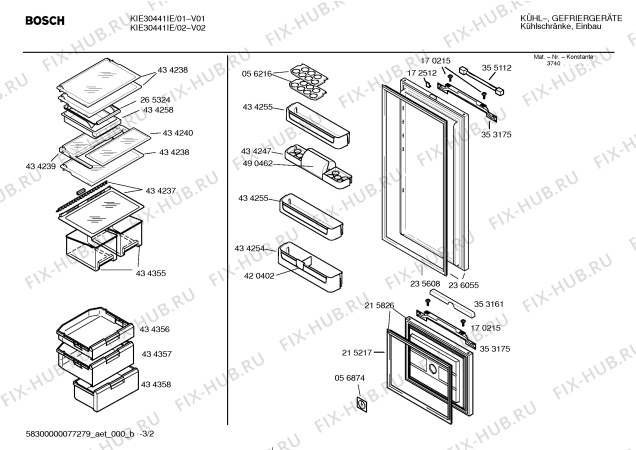 Схема №1 KIE30441IE с изображением Модуль для холодильной камеры Bosch 00441079