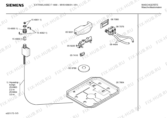 Взрыв-схема стиральной машины Siemens WH51090 EXTRAKLASSE F 1000 A - Схема узла 05