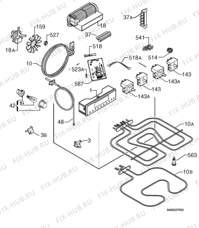 Взрыв-схема плиты (духовки) Privileg 823394_60428 - Схема узла Electrical equipment 268