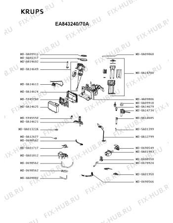 Взрыв-схема кофеварки (кофемашины) Krups EA843240/70A - Схема узла PP004650.1P3