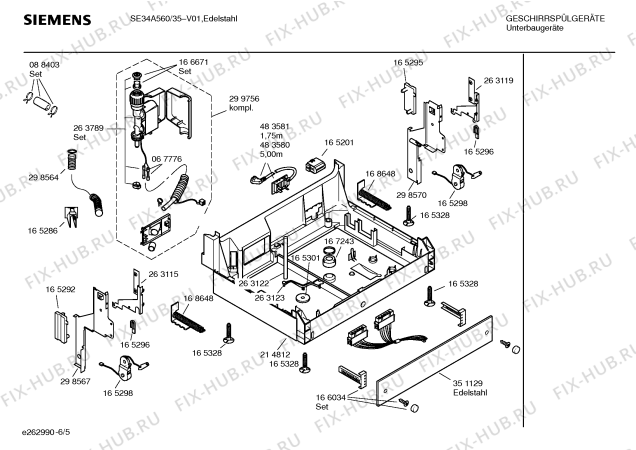 Взрыв-схема посудомоечной машины Siemens SE34A560 Star Collection - Схема узла 05