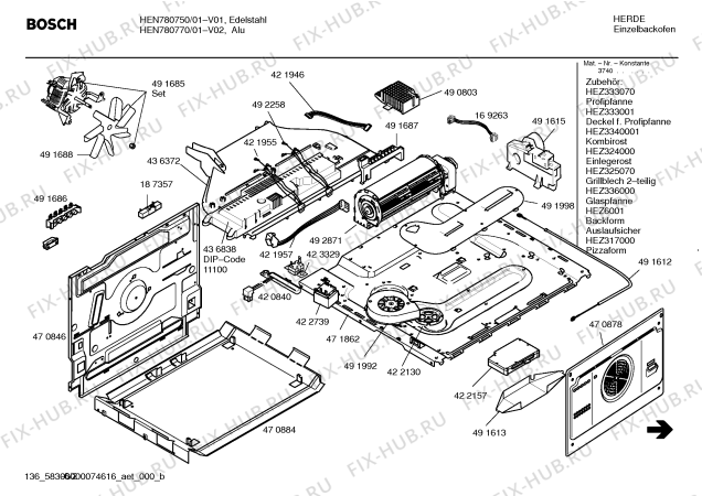 Схема №3 HEN780770 с изображением Инструкция по эксплуатации для плиты (духовки) Bosch 00594657