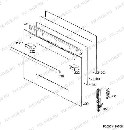 Взрыв-схема плиты (духовки) Zanussi ZOP37992XK - Схема узла Door