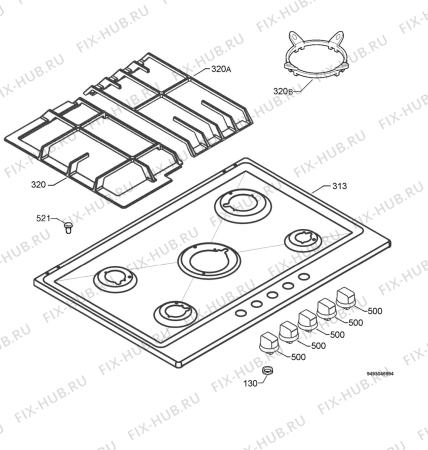 Взрыв-схема плиты (духовки) Zanussi ZGS782ICTX - Схема узла Hob 271