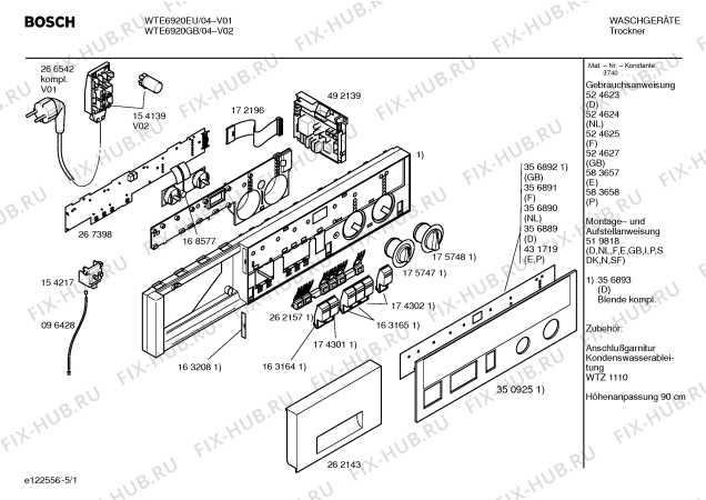 Схема №5 WTE6920GB с изображением Кнопка Bosch 00163165