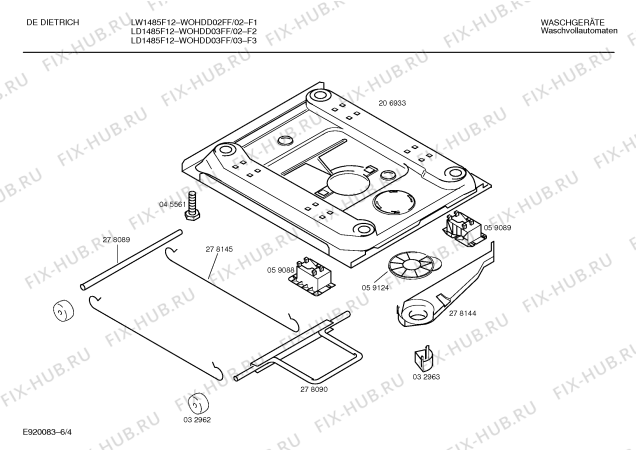 Схема №3 WOHDD03FF, DE DIETRICH LD1485F12 с изображением Вкладыш в панель для стиральной машины Bosch 00273374
