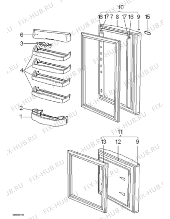 Взрыв-схема холодильника Elektro Helios KF3740 - Схема узла Door 003