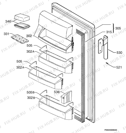 Взрыв-схема холодильника Aeg S70250KA - Схема узла Door 003