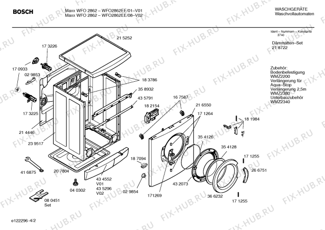 Схема №2 WFO2862EE Maxx WFO 2862 с изображением Таблица программ для стиралки Bosch 00584491