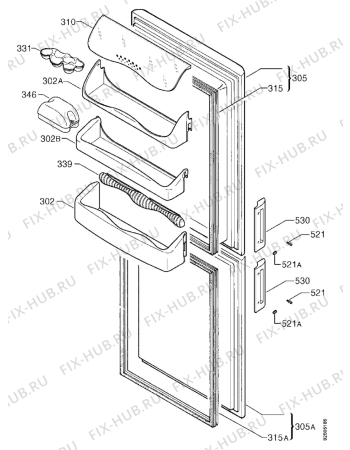 Взрыв-схема холодильника Elektro Helios KF3449 - Схема узла Door 003