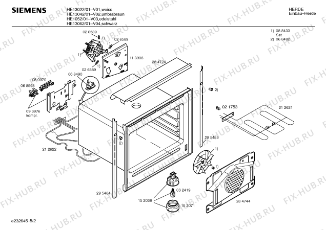 Взрыв-схема плиты (духовки) Siemens HE13022 - Схема узла 02