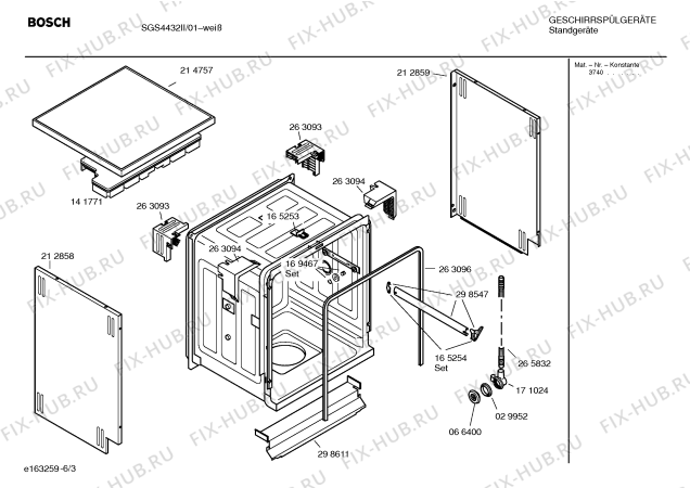 Взрыв-схема посудомоечной машины Bosch SGS4432II AQUAVIGIL - Схема узла 03