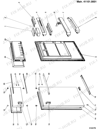 Взрыв-схема холодильника Indesit F286TE (F008113) - Схема узла