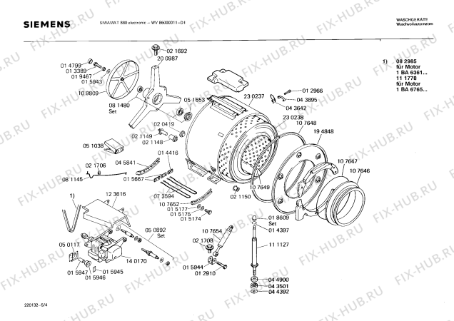 Взрыв-схема стиральной машины Siemens WV86000011 SIWAMAT 860 - Схема узла 04