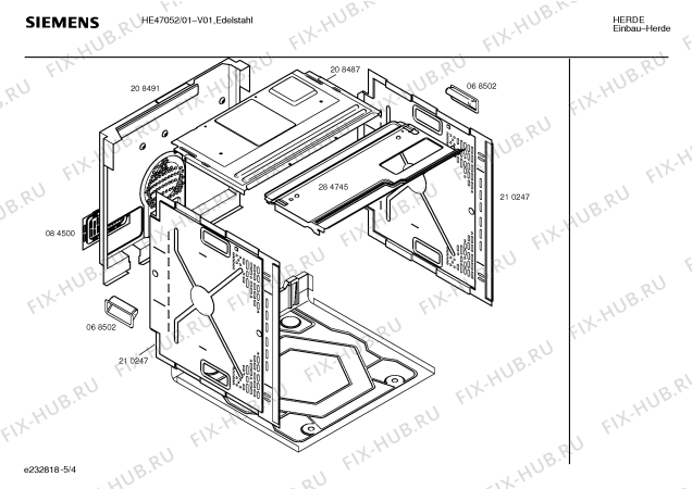 Взрыв-схема плиты (духовки) Siemens HE47052 - Схема узла 04