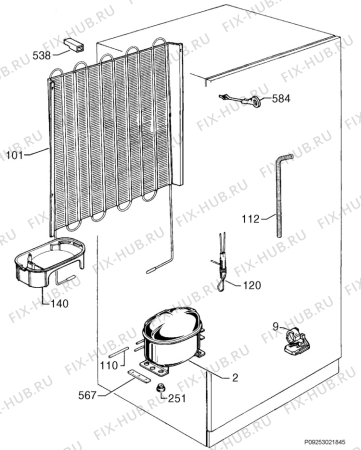 Взрыв-схема холодильника Faure FRD2287AW - Схема узла Cooling system 017