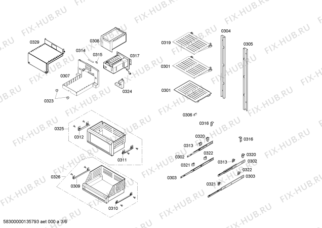 Взрыв-схема холодильника Gaggenau RF413201 - Схема узла 03