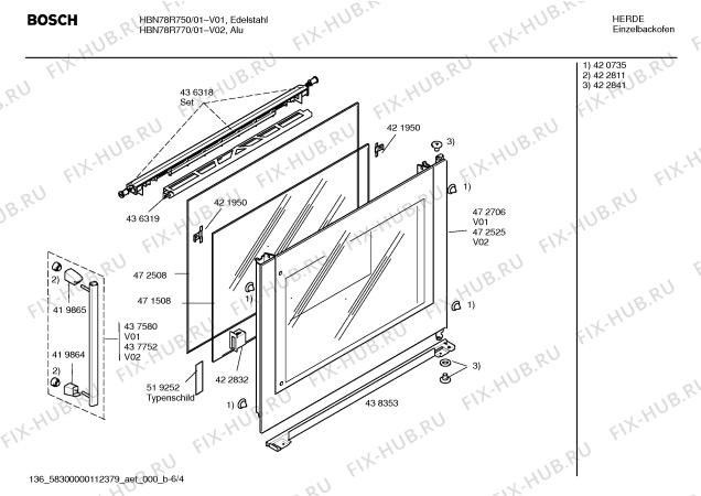 Схема №4 HBN78R770 с изображением Информационная папка для духового шкафа Bosch 00588240