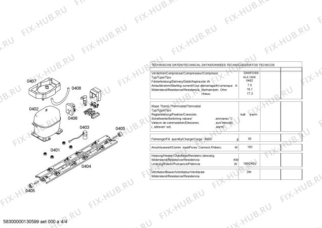 Взрыв-схема холодильника Bosch KDN36P90 - Схема узла 04