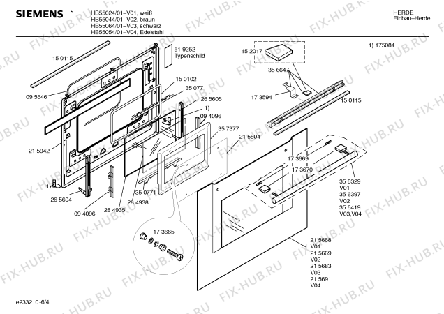 Схема №5 HB55064 S2001 с изображением Инструкция по эксплуатации для плиты (духовки) Siemens 00524743