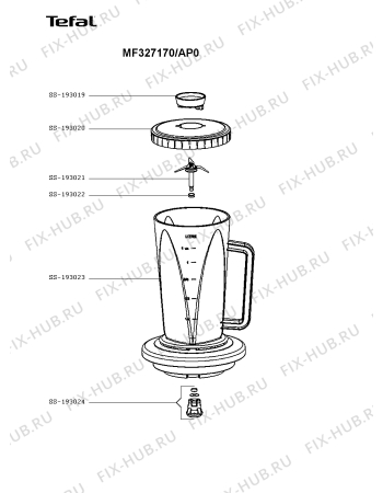 Взрыв-схема блендера (миксера) Tefal MF327170/AP0 - Схема узла GP004181.2P2