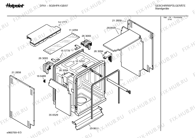 Взрыв-схема посудомоечной машины Hotpoint SGSHPA1GB DF61P - Схема узла 03