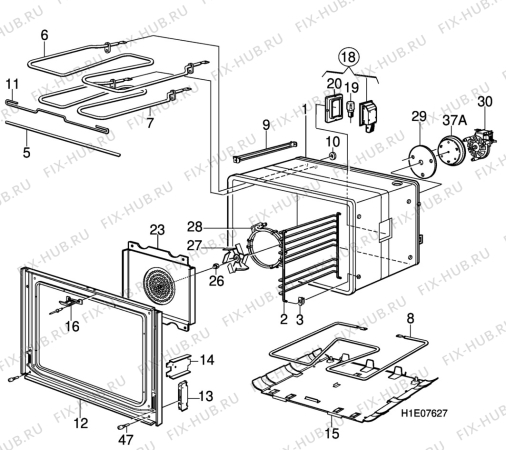 Взрыв-схема комплектующей Electrolux EKC6180 - Схема узла H10 Main Oven Cavity (large)