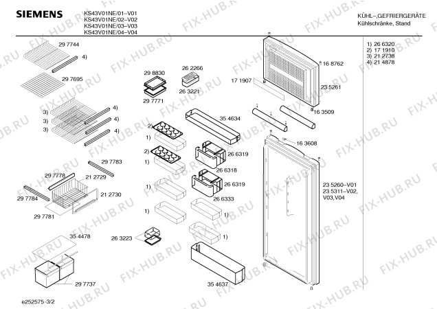 Схема №1 KS43V01NE с изображением Дверь для холодильника Siemens 00235311