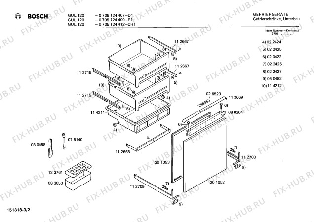 Взрыв-схема холодильника Bosch 0705124412 GUL120 - Схема узла 02