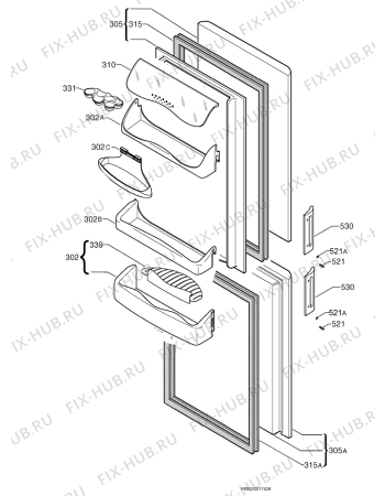 Взрыв-схема холодильника Rex Electrolux RC180X - Схема узла Door 003