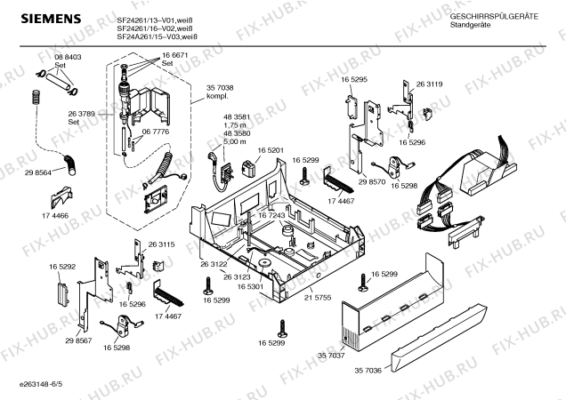 Взрыв-схема посудомоечной машины Siemens SF24A261 - Схема узла 05